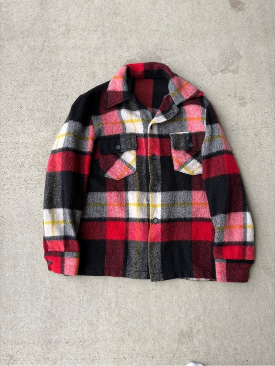 Vintage Other - Vintage 80s CPO Plaid Wool Blend Shirt Jacket - No Size Tag Oversized Medium